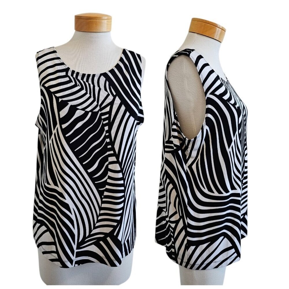Travelers By Chico's Zebra Animal Print Scoop Neck Tank Top Blouse Stretchy 3/XL